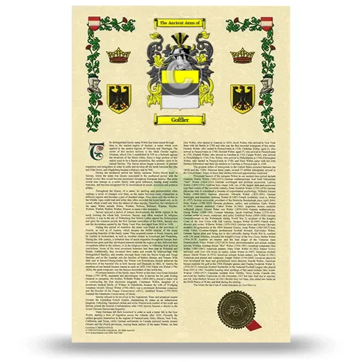 Goffler Armorial History with Coat of Arms