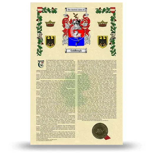 Goldbergh Armorial History with Coat of Arms