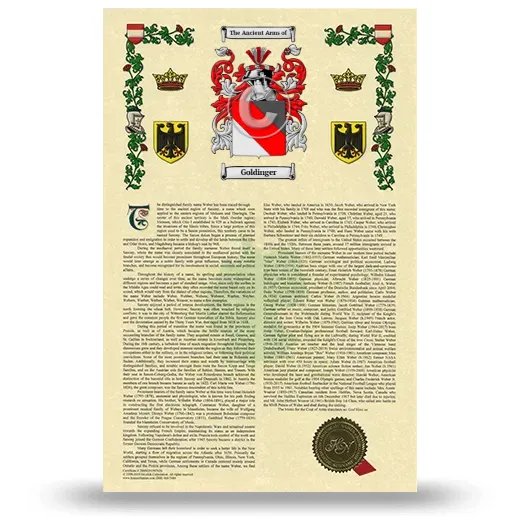 Goldinger Armorial History with Coat of Arms
