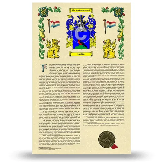 Golfin Armorial History with Coat of Arms