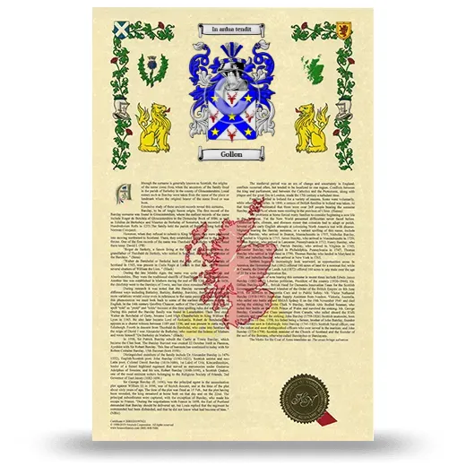 Gollon Armorial History with Coat of Arms