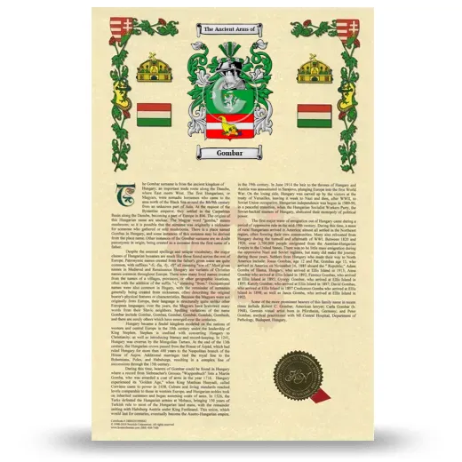 Gombar Armorial History with Coat of Arms