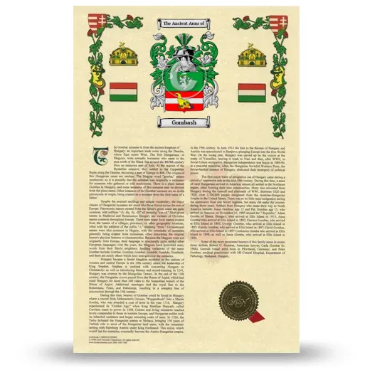 Gombash Armorial History with Coat of Arms