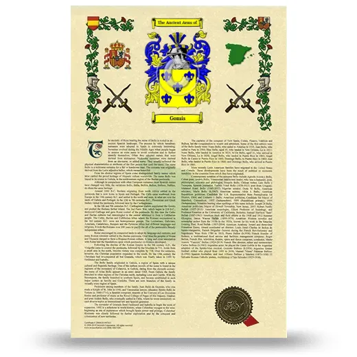 Gomis Armorial History with Coat of Arms