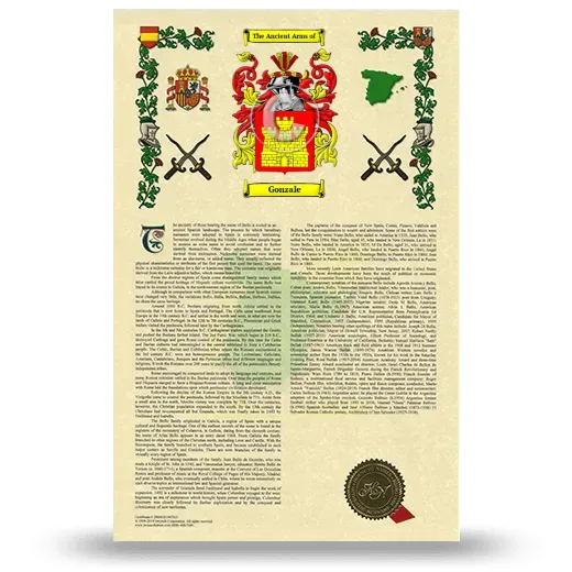 Gonzale Armorial History with Coat of Arms