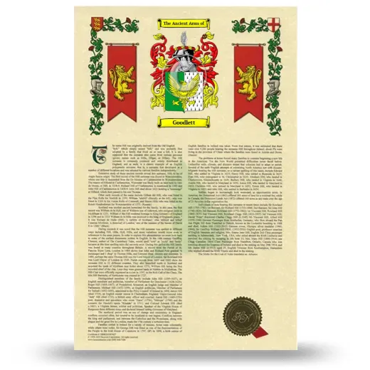 Goodlett Armorial History with Coat of Arms