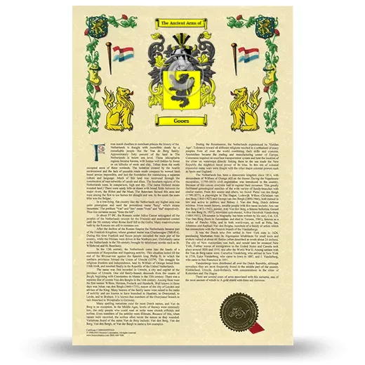 Gooes Armorial History with Coat of Arms