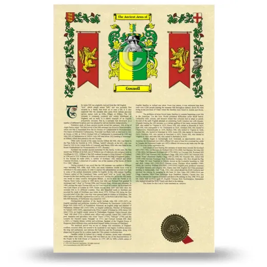 Gosnoll Armorial History with Coat of Arms