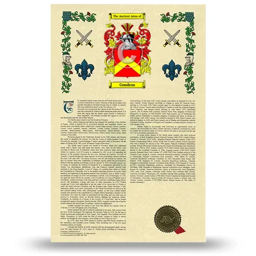 Goudron Armorial History with Coat of Arms