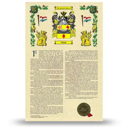 Goyas Armorial History with Coat of Arms