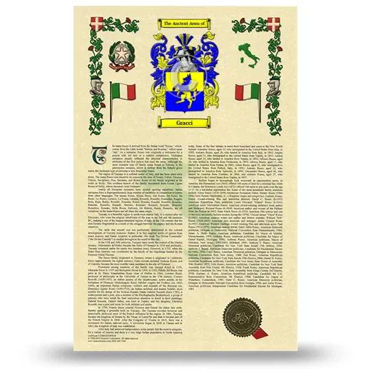 Gracci Armorial History with Coat of Arms