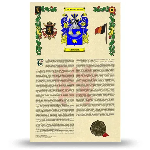 Grauman Armorial History with Coat of Arms