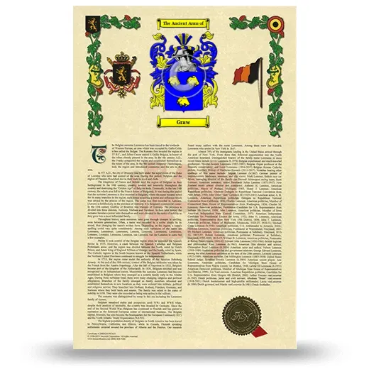 Graw Armorial History with Coat of Arms