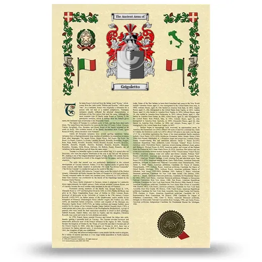 Grigoletto Armorial History with Coat of Arms