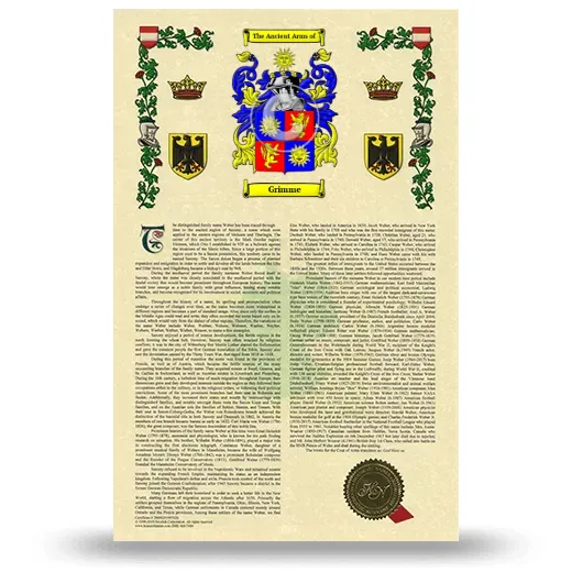 Grimme Armorial History with Coat of Arms