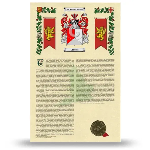 Grocott Armorial History with Coat of Arms