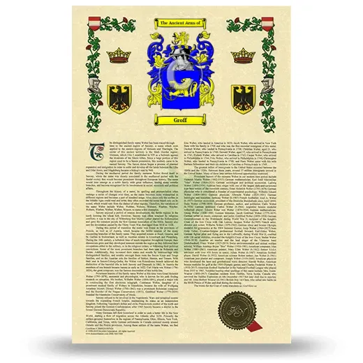 Groff Armorial History with Coat of Arms