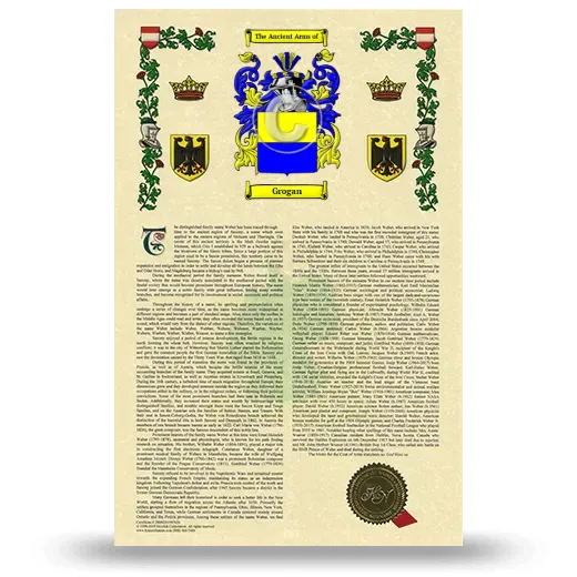 Grogan Armorial History with Coat of Arms