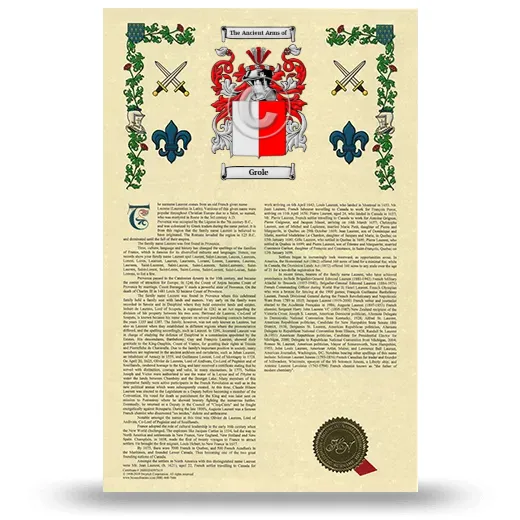 Grole Armorial History with Coat of Arms