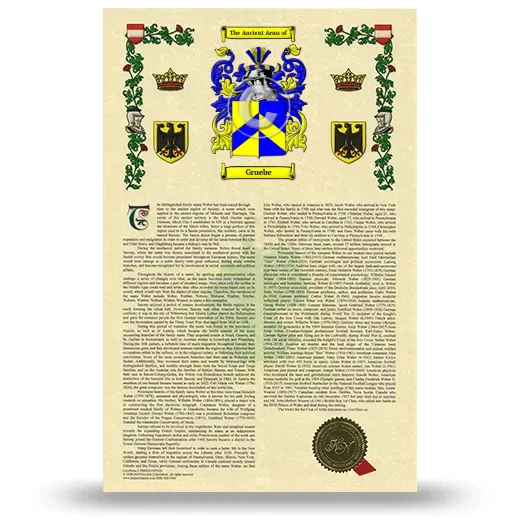 Gruebe Armorial History with Coat of Arms