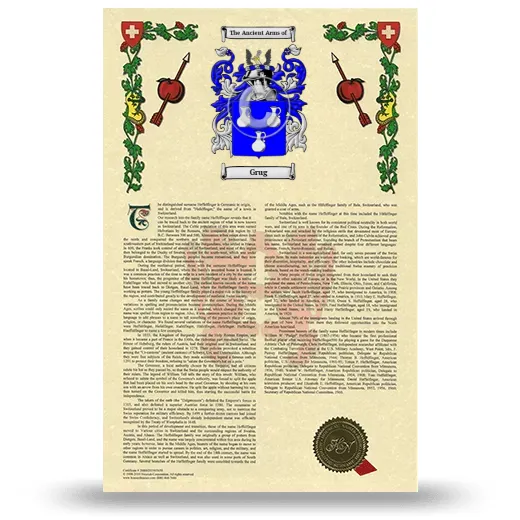 Grug Armorial History with Coat of Arms