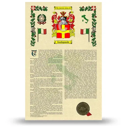Guadagnuolo Armorial History with Coat of Arms