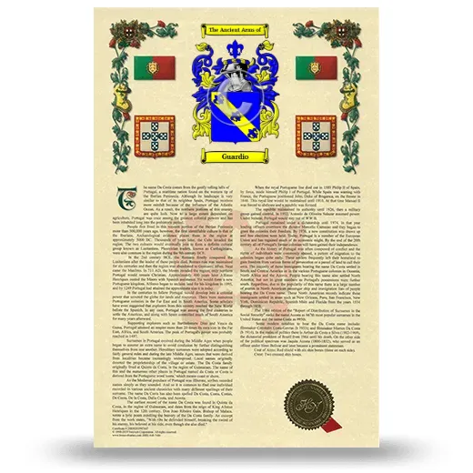 Guardio Armorial History with Coat of Arms