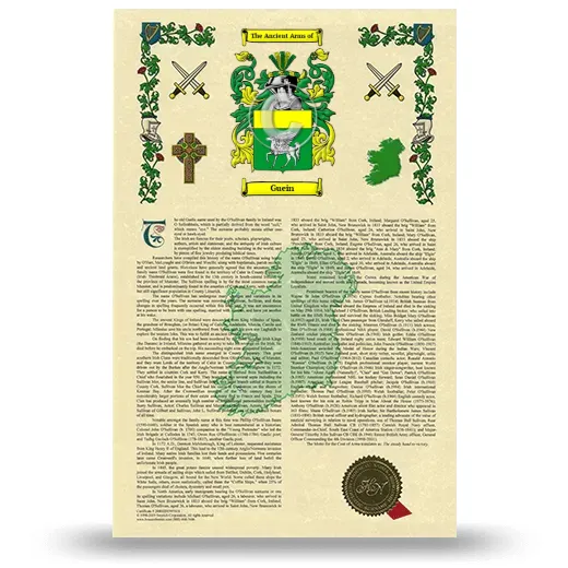 Guein Armorial History with Coat of Arms