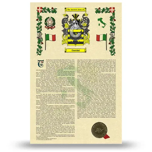 Guerini Armorial History with Coat of Arms