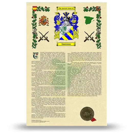 Guerreros Armorial History with Coat of Arms