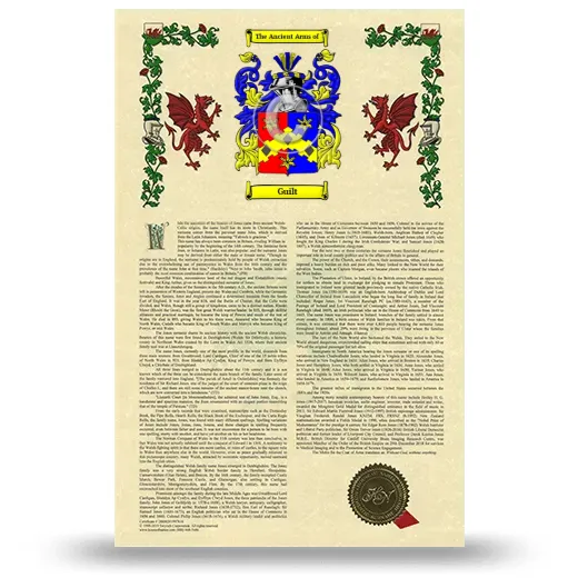 Guilt Armorial History with Coat of Arms