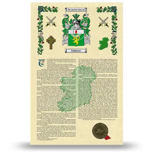 Guinessy Armorial History with Coat of Arms