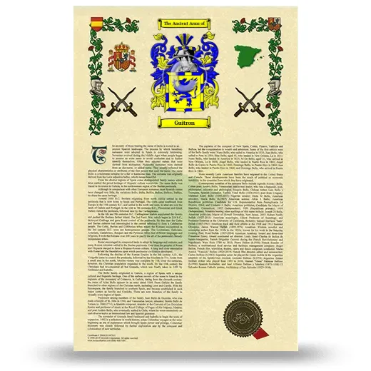 Guitron Armorial History with Coat of Arms