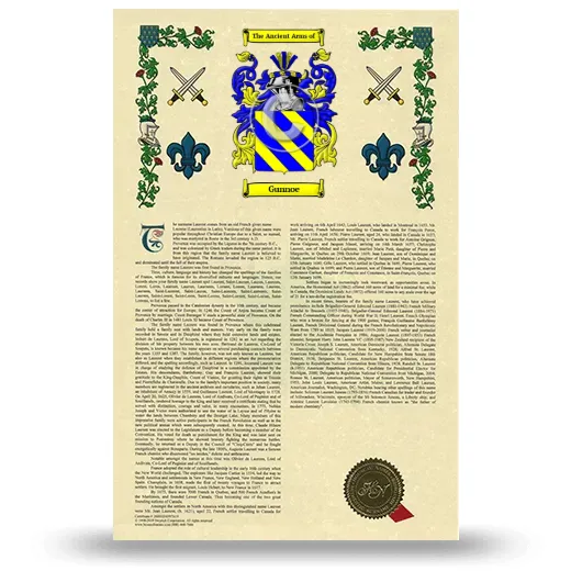Gunnoe Armorial History with Coat of Arms