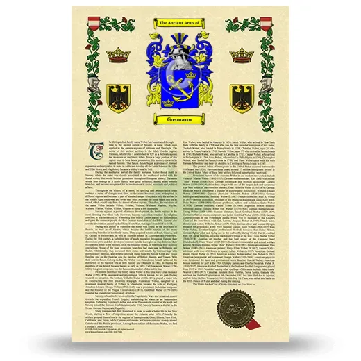 Gusmann Armorial History with Coat of Arms