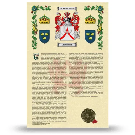 Gustafsson Armorial History with Coat of Arms