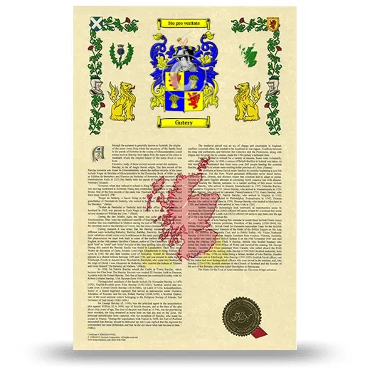 Gutery Armorial History with Coat of Arms