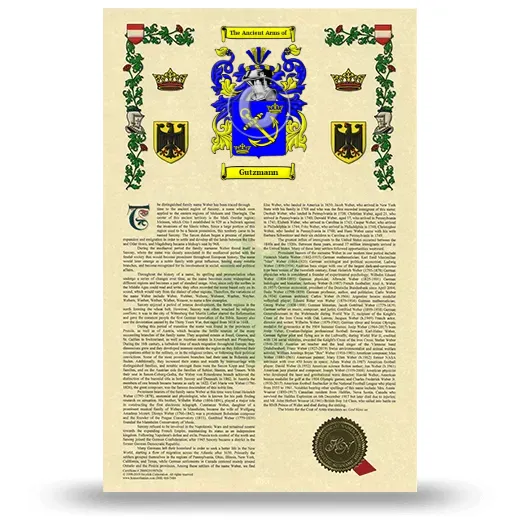 Gutzmann Armorial History with Coat of Arms