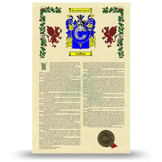 Gwilliam Armorial History with Coat of Arms