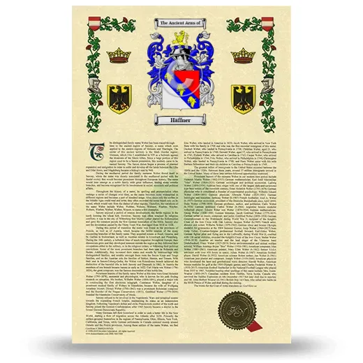 Häffner Armorial History with Coat of Arms