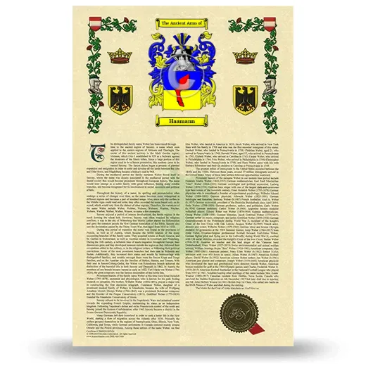 Haamann Armorial History with Coat of Arms