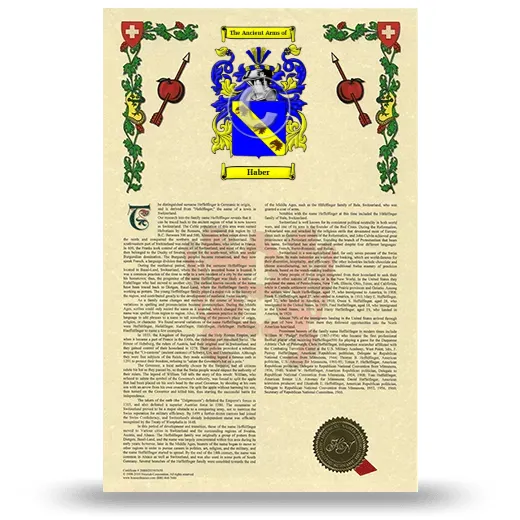 Haber Armorial History with Coat of Arms