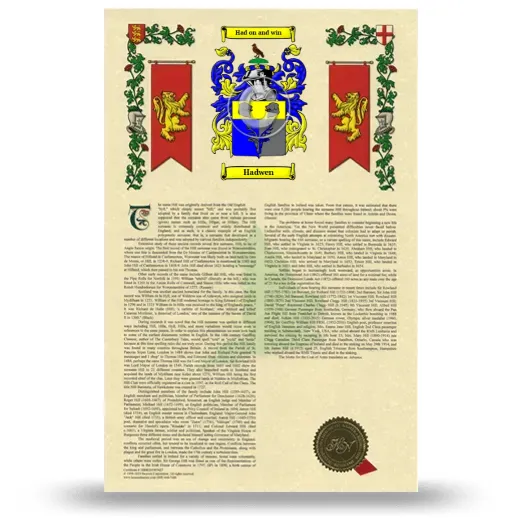 Hadwen Armorial History with Coat of Arms