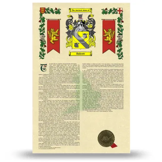Halcott Armorial History with Coat of Arms