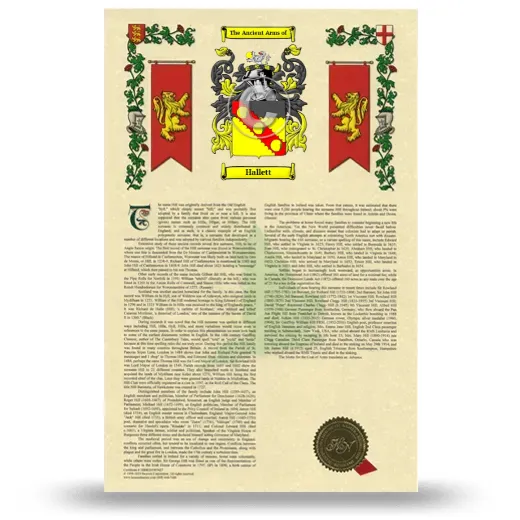 Hallett Armorial History with Coat of Arms