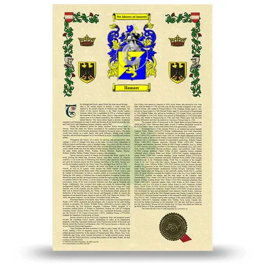 Hamarr Armorial History with Coat of Arms