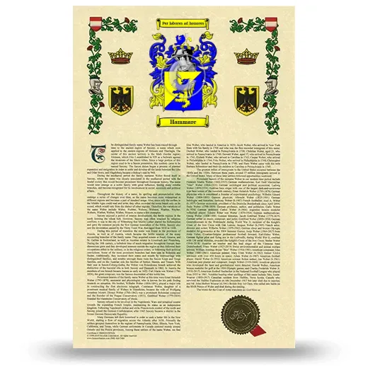 Hammare Armorial History with Coat of Arms