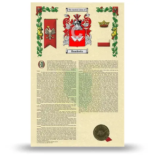 Hanckwitz Armorial History with Coat of Arms