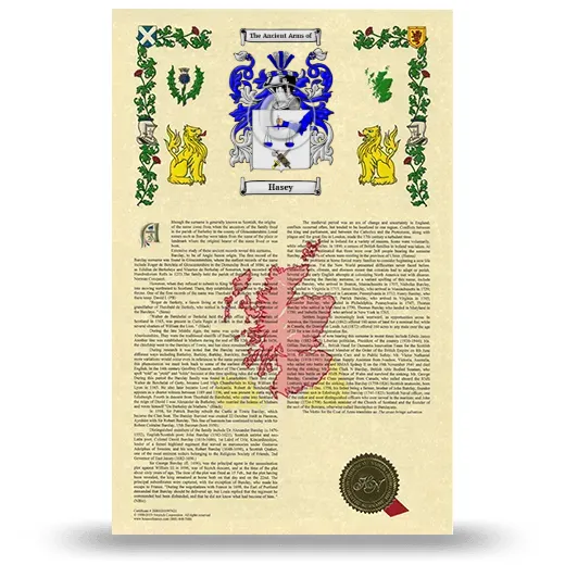 Hasey Armorial History with Coat of Arms