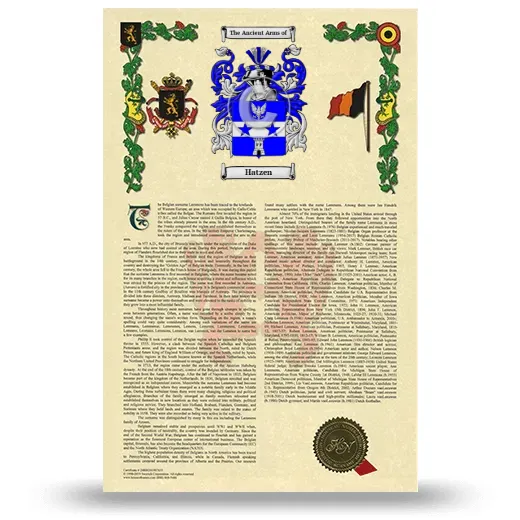 Hatzen Armorial History with Coat of Arms